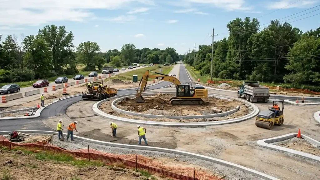 zeeb road roundabout construction