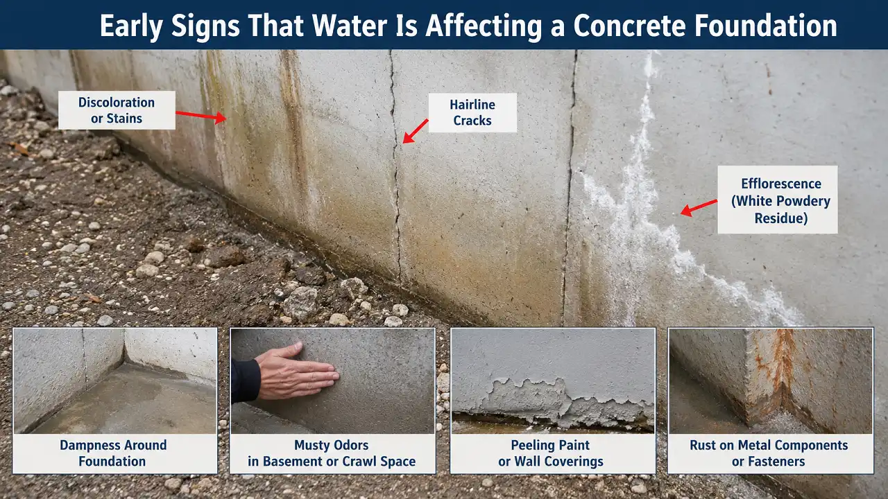 Early Signs That Water Is Affecting a Concrete Foundation