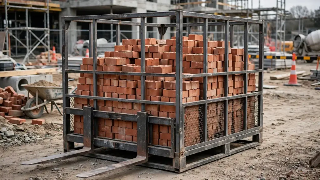 rack for carrying bricks on a construction site