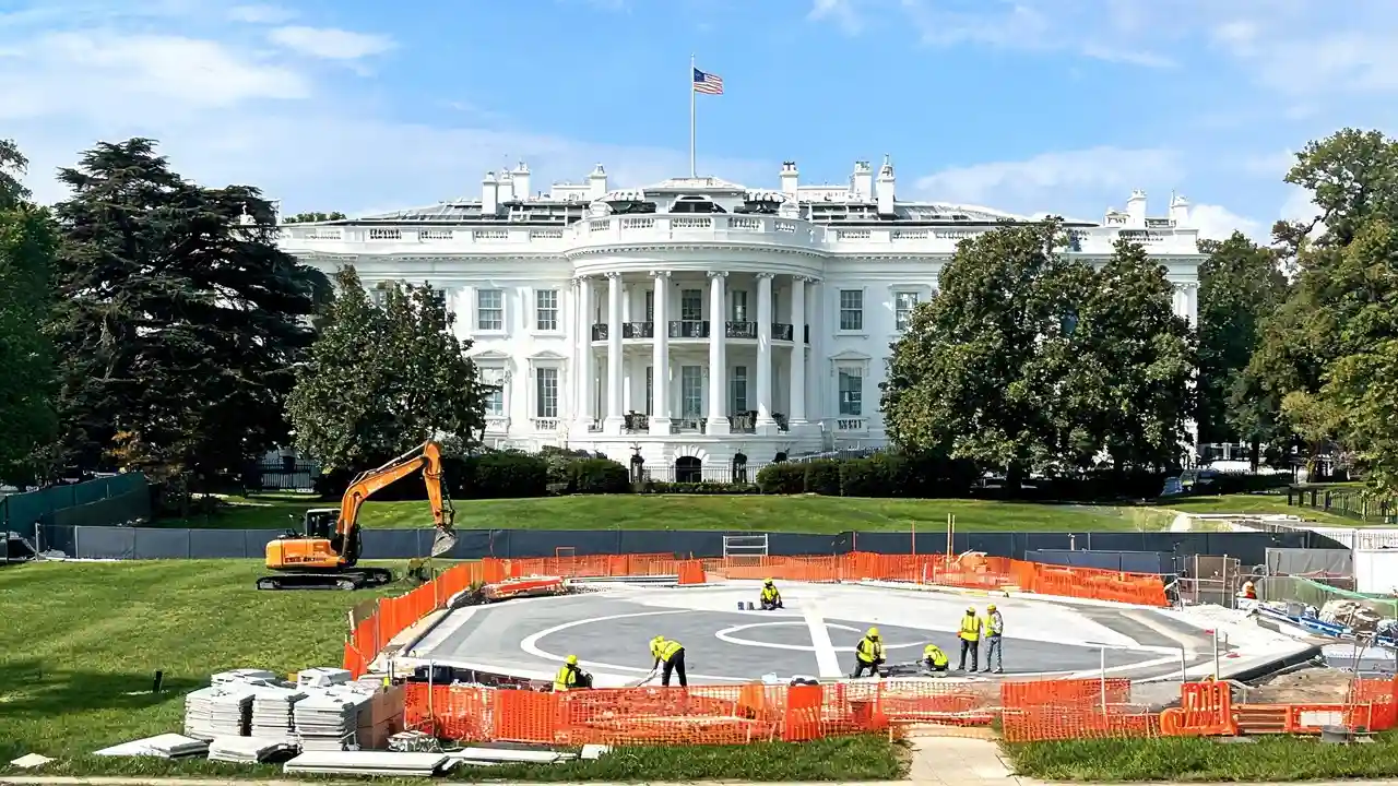 trump white house helipad construction