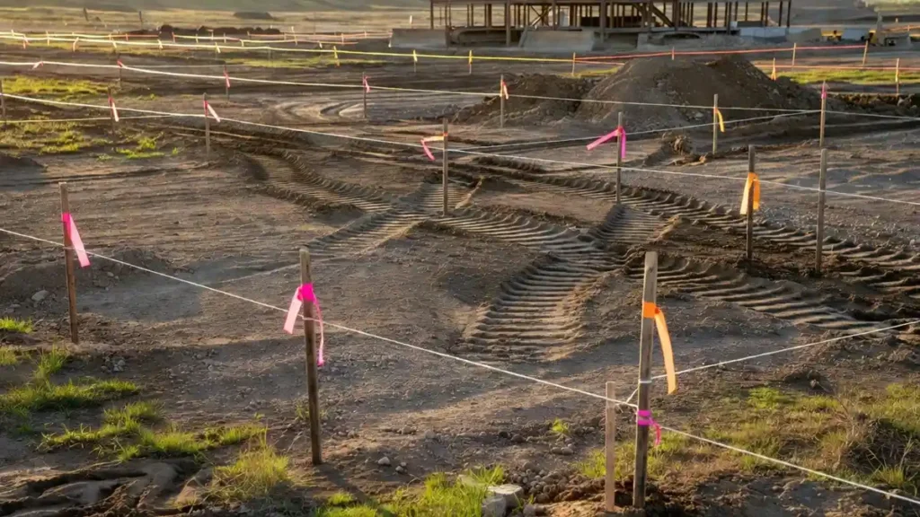 Construction staking explained by Midwest Precast Contractor