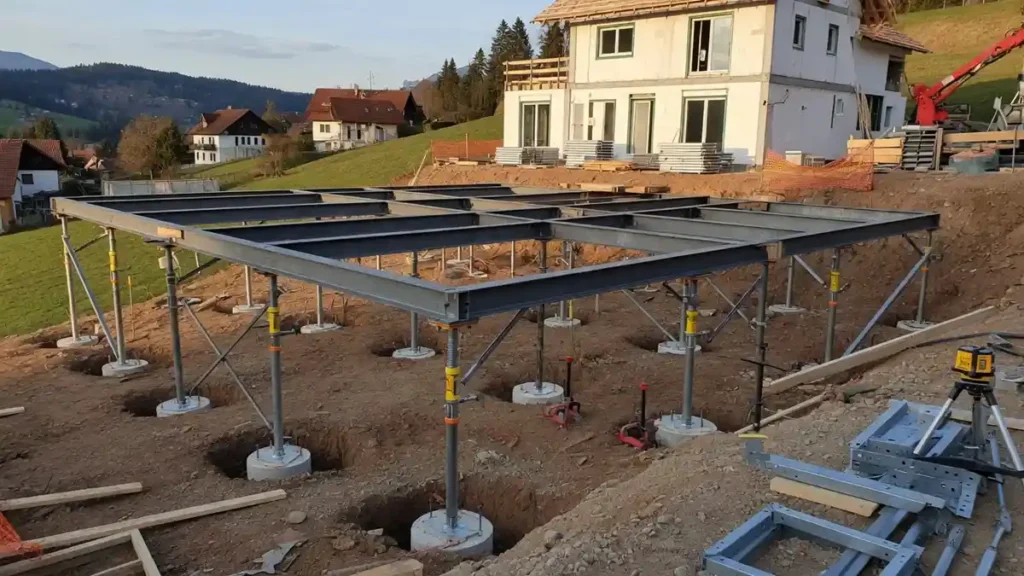 austrian adjustible pier and beam steel beam residential construction