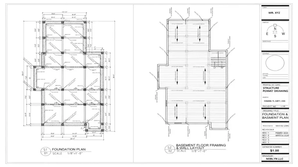 foundation and framed wall